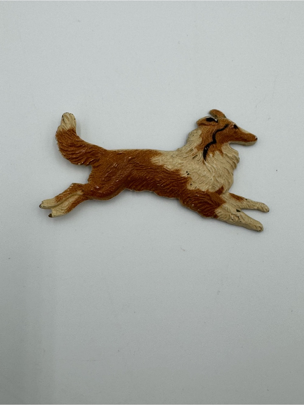 Collie Dog Figurine Metal Brooch - Vintage